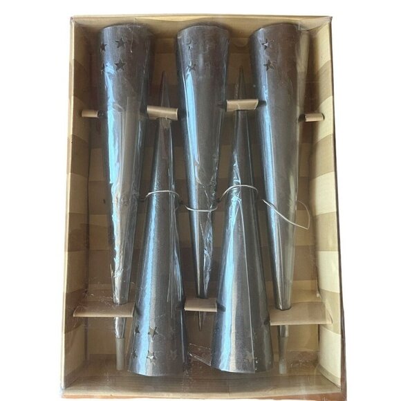 Bombay Company 5 Star Tea Light Metal Cylinder Cone Holder 10" Christmas Decor - Picture 1 of 11